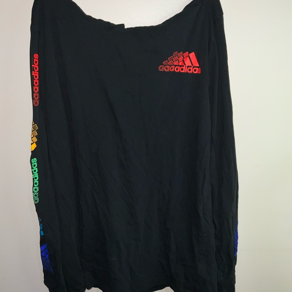Adidas Black Tee with Colorful Logo Accents Boys XL